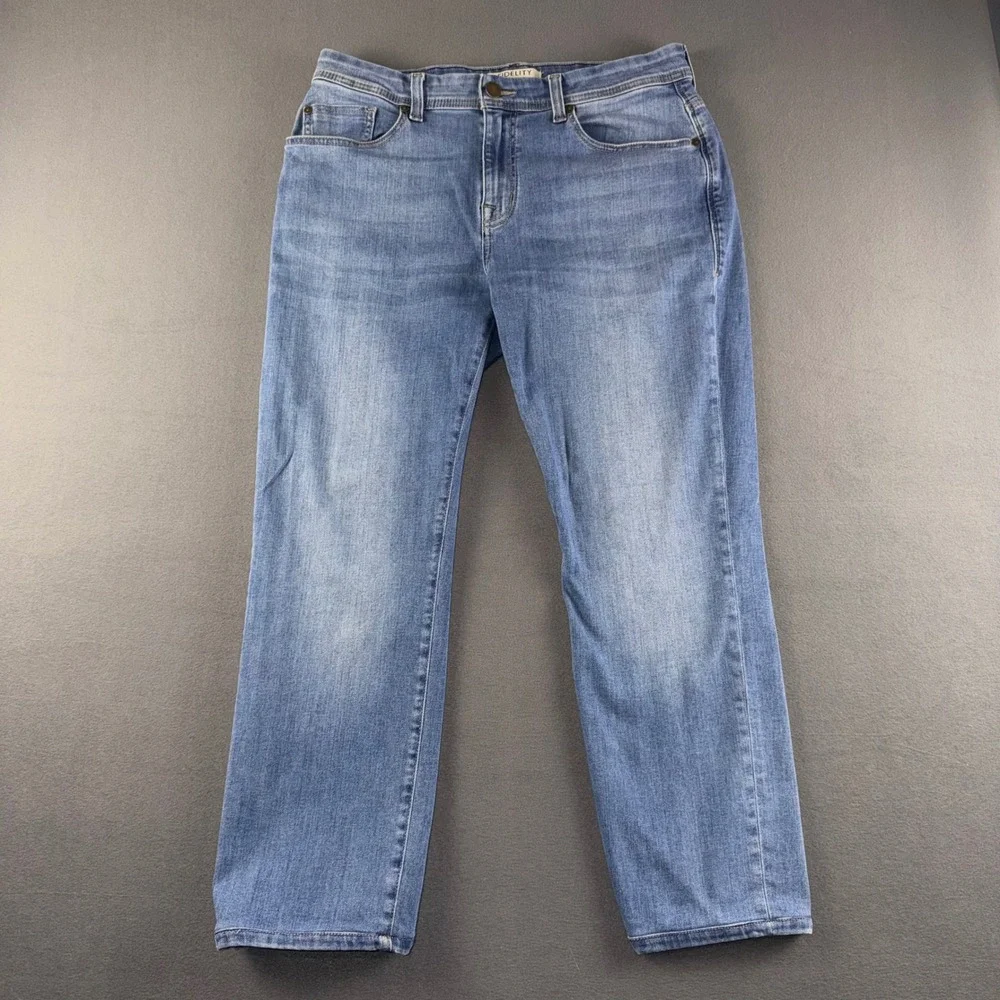 Fidelity Denim Jimmy Slim Straight Jeans Carlito Wash Blue Mens 34 M21418-JIMMY